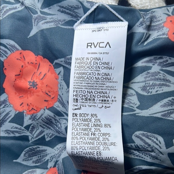 RVCA Gray and‎ Coral Low Ruse Cheeky Hipster Bikini Bottoms - Picture 7 of 7